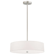 Dainolite Everly 20in 4-Light Pendant | Transitional White and Satin Chrome Fabric Shade | Kitchen Island & Dining Room | Model 571-204P-SC-WH