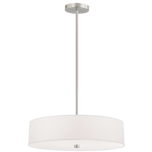 Dainolite Everly 20in 4-Light Pendant | Transitional White and Satin Chrome Fabric Shade | Kitchen Island & Dining Room | Model 571-204P-SC-WH