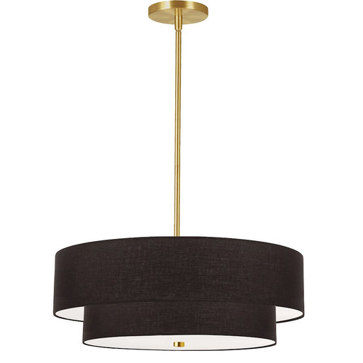 Dainolite Everly 20in 4-Light Pendant | Transitional Aged Brass and Black Fabric | Kitchen Island & Dining Room | Model 571-224P-AGB-BK