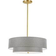 Dainolite Everly 20in 4-Light Pendant | Transitional Aged Brass and Grey Fabric | Kitchen Island & Dining Room | Model 571-224P-AGB-GRY