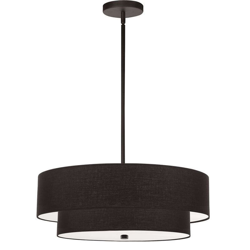 Dainolite Everly 20in 4-Light Pendant | Transitional Matte Black and Black Fabric | Kitchen Island & Dining Room | Model 571-224P-MB-BK