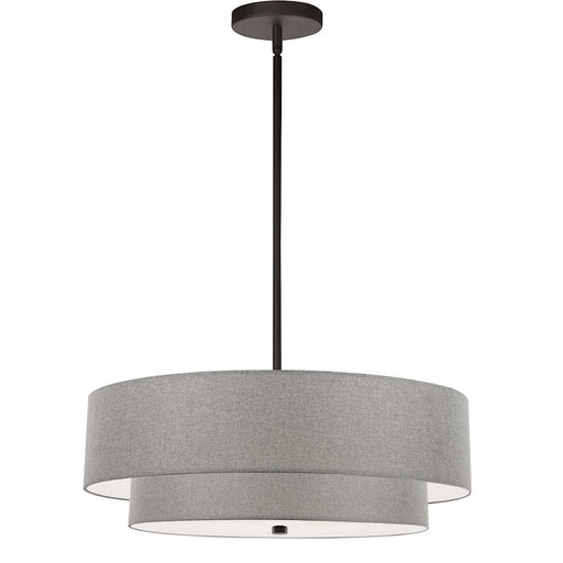 Dainolite Everly 20in 4-Light 2-Tier Pendant | Transitional Matte Black and Grey Fabric | Kitchen Island & Dining Room | 20 x 20 x | Model 571-224P-MB-GRY