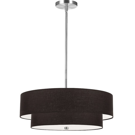 Dainolite Everly 20in 4-Light 2-Tier Pendant | Transitional Polished Chrome and Black Fabric | Kitchen Island & Dining Room | Model 571-224P-PC-BK