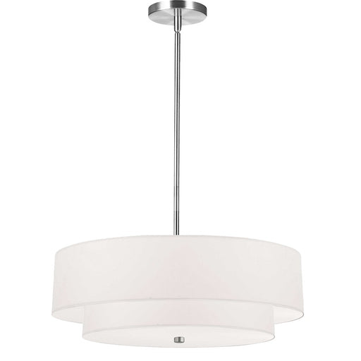 Dainolite Everly 20in 4-Light 2-Tier Pendant | Transitional Polished Chrome and White Fabric Shade | Kitchen Island & Dining Room | Model 571-224P-PC-WH