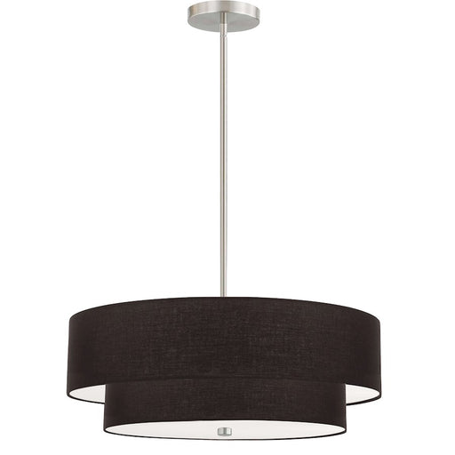 Dainolite Everly 20in 4-Light 2-Tier Pendant | Transitional Satin Chrome and Black Fabric | Kitchen Island & Dining Room | 20 x 20 | Model 571-224P-SC-BK