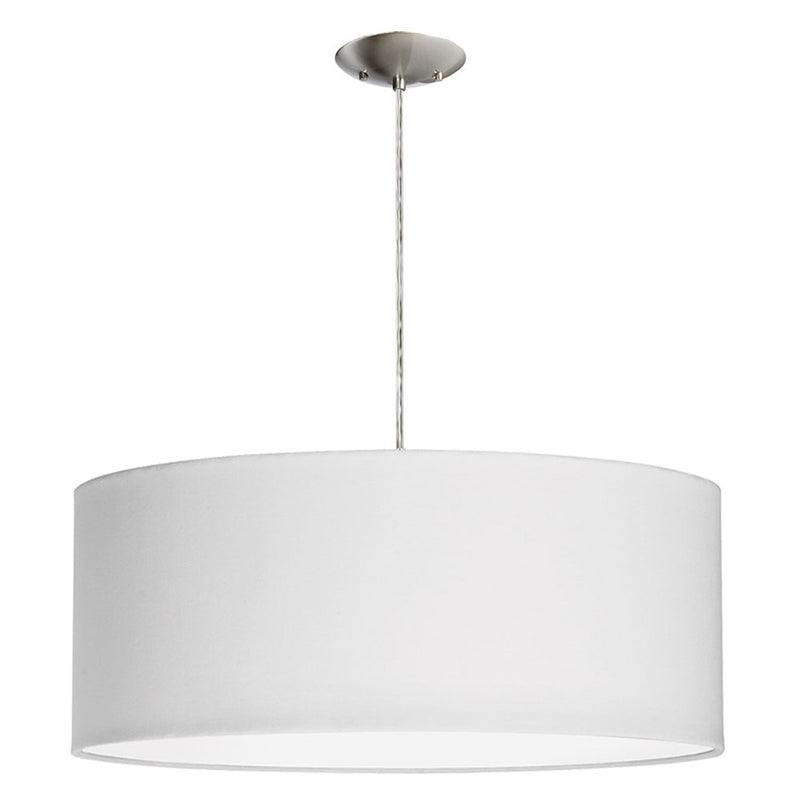 Dainolite Dinette 3-Light Drum Pendant | Modern Satin Chrome and White Fabric | Kitchen Island & Dining Room | 8 lbs | Model 572210-SC-WH