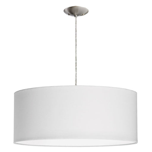 Dainolite Dinette 3-Light Drum Pendant | Modern Satin Chrome and White Fabric | Kitchen Island & Dining Room | 8 lbs | Model 572210-SC-WH