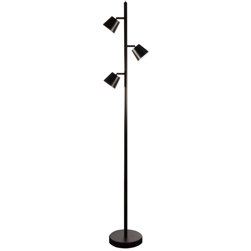 Dainolite Modern 3-Light LED Floor Lamp | Matte Black Steel | Living Room & Reading Nook | 9 x 9 x 62 in | Model 625LEDF-BK
