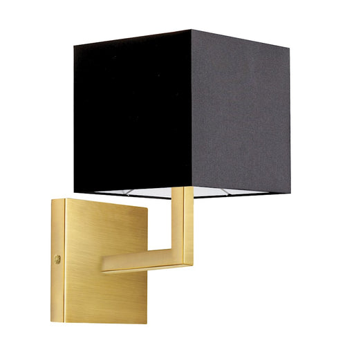 Dainolite Lucas 1-Light Wall Sconce | Modern Aged Brass and Black Fabric Shade | Entryway & Hallway Accent Light | 7.5 x 6 x 10.5 in | Model 77-1W-AGB-BK