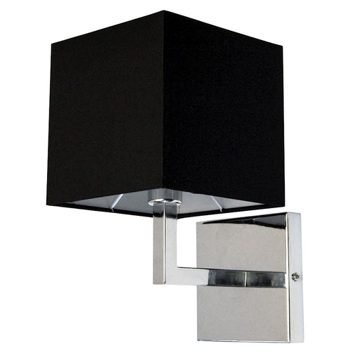 Dainolite 77-1W-PC-BK 1-Light Wall Sconce | Modern Polished Chrome and Black Shade | Living Room & Bedroom Accent | Model 77-1W-PC-BK
