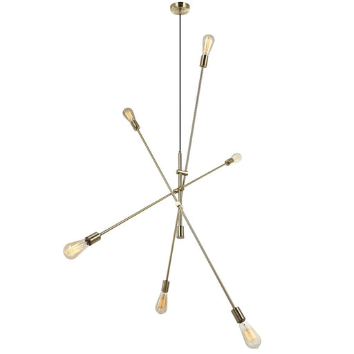 Dainolite 816P 50in 6-Light Adjustable Pendant | Transitional Aged Brass Metal | Kitchen Island & Dining Room | 50 x 50 x 21.6 in | Model 816P-AGB