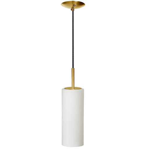Dainolite Paza 4in 1-Light Pendant | Modern Aged Brass and White Glass | Kitchen Island & Breakfast Nook | 4 x 4 x 11 in | Model 83202-AGB-WH