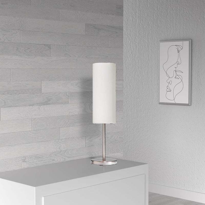 Dainolite 4in 1-Light Pendant | Modern Satin Chrome and White Frosted Glass | Kitchen Island & Dining Room | 4 x 4 x 11 in | Model 83202-SC-WH