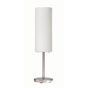 Dainolite 6in 1-Light Table Lamp | Modern Satin Chrome and White Frosted Glass | Bedroom & Office Accent | 6 x 6 x 21 in | Model 83205-SC-WH