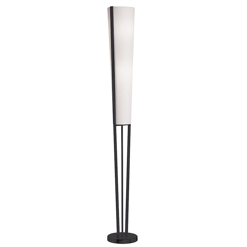 Dainolite Emotions 61in 2-Light Floor Lamp | Modern Matte Black and White Fabric Shade | Living Room & Bedroom | 7 x 7 x 61 in | Model 83323F-MB
