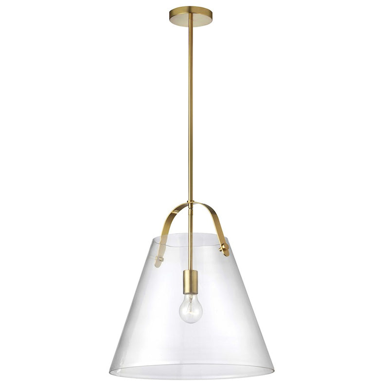 Dainolite Polly 18in 1-Light Pendant | Contemporary Aged Brass and Clear Glass | Kitchen Island & Dining Room | 17 x 17 x 18 in | Model 871-171P-AGB