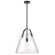 Dainolite Polly 18in 1-Light Pendant | Contemporary Matte Black and Clear Glass | Kitchen & Dining Room | 17 x 17 x 18 in | Model 871-171P-MB