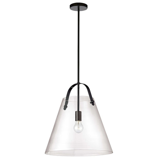 Dainolite Polly 18in 1-Light Pendant | Contemporary Matte Black and Clear Glass | Kitchen & Dining Room | 17 x 17 x 18 in | Model 871-171P-MB