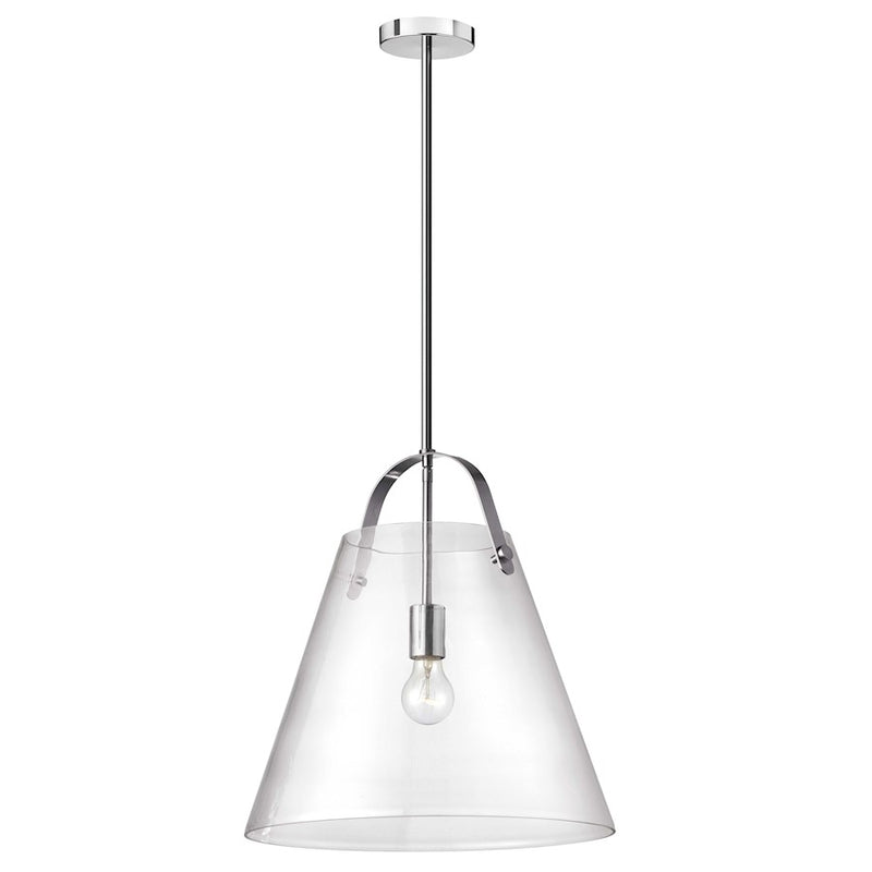 Dainolite Polly 18in 1-Light Pendant | Contemporary Polished Chrome and Clear Glass | Kitchen, Dinette & Bar | 17 x 17 x 18 in | Model 871-171P-PC