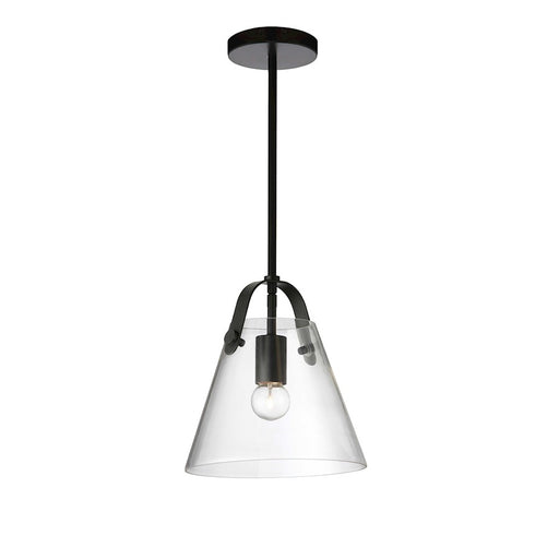 Dainolite Polly 10in 1-Light Pendant | Contemporary Matte Black and Clear Glass | Kitchen & Dinette | 9 x 9 x 10 in | Model 871-91P-MB