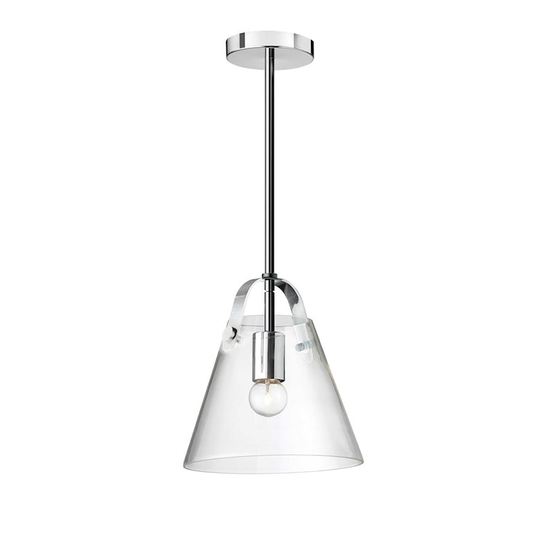 Dainolite Polly 10in 1-Light Pendant | Contemporary Polished Chrome and Clear Glass | Kitchen & Dinette Bar | 9 x 9 x 10 in | Model 871-91P-PC