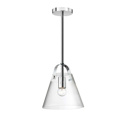 Dainolite Polly 10in 1-Light Pendant | Contemporary Polished Chrome and Clear Glass | Kitchen & Dinette Bar | 9 x 9 x 10 in | Model 871-91P-PC