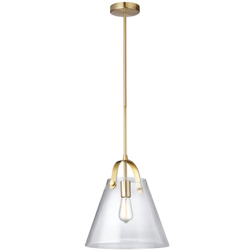 Dainolite Polly 13in 1-Light Pendant | Contemporary Aged Brass and Clear Glass | Kitchen Island & Dining Room | 13 x 13 x 14 in | Model 871P-AGB
