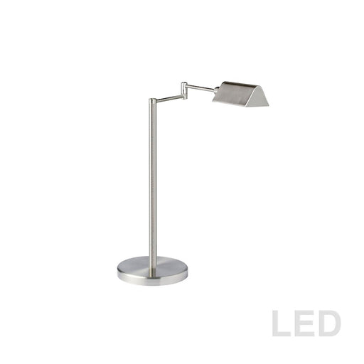 Dainolite LED Swing Arm Table Lamp | Satin Nickel Metal | Desk & Bedside Reading Light | 400 Lumens 3000K Warm White, Non-Dimmable | Model 9157LEDT-SN