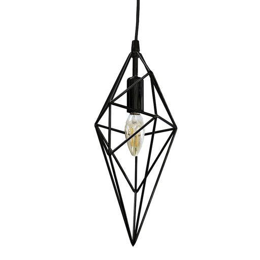 Dainolite 918 5in 1-Light Pendant | Black Metal | Kitchen Island & Dining Room | 5 x 5 x 14 in | Model 918-1P-BK