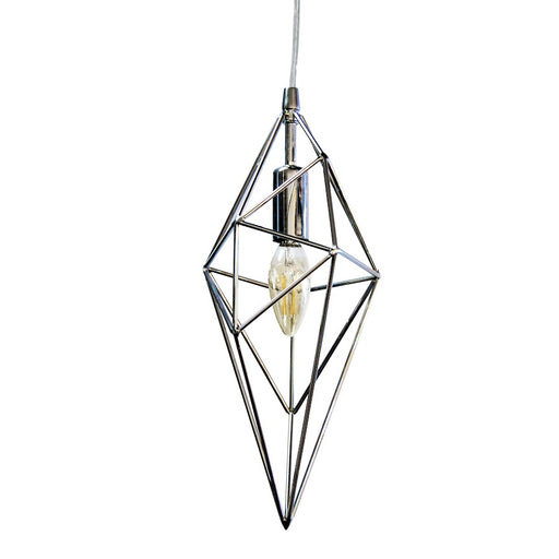 Dainolite 918 5in 1-Light Pendant | Modern Polished Chrome Metal and Clear Cord | Kitchen Island & Dining Room | 5 x 5 x 14 in | Model 918-1P-PC