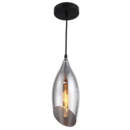 Dainolite Abba 5in 1-Light Pendant | Black Painted and Smoke Glass | Kitchen Island & Dining Room | 5 x 5 x 12 in | Model ABB-61P-SM