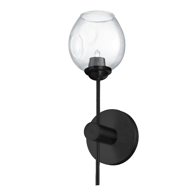 Dainolite Abii 5in 1-Light Vanity Light | Transitional Matte Black and Clear Glass | Bathroom Vanity | 5 x 5 x 15 in | Model ABI-141W-MB-CLR