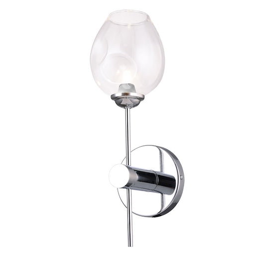 Dainolite Abii 1-Light Wall Sconce | Transitional Polished Chrome and Clear Glass | Bathroom & Hallway Accent Light | 5 x 5 x 15 in | Model ABI-141W-PC