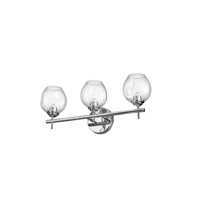 Dainolite Abii 18in 3-Light Vanity Light | Transitional Polished Chrome and Clear Glass | Bathroom Vanity | 18 x 4 x 9 in | Model ABI-203W-PC