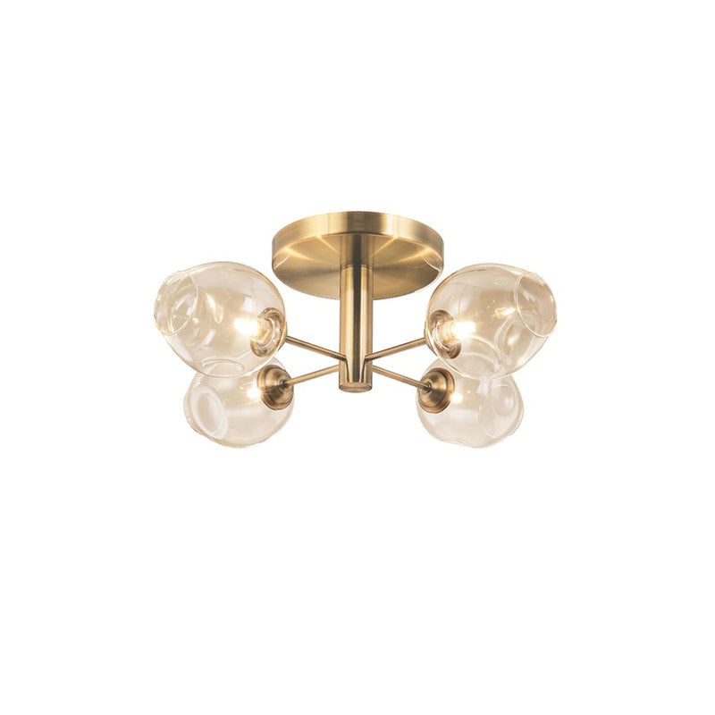 Dainolite Abii 20in 4-Light Semi-Flush Mount | Transitional Vintage Bronze and Champagne Glass | Entryway & Hallway Light | Model ABI-204SF-VB