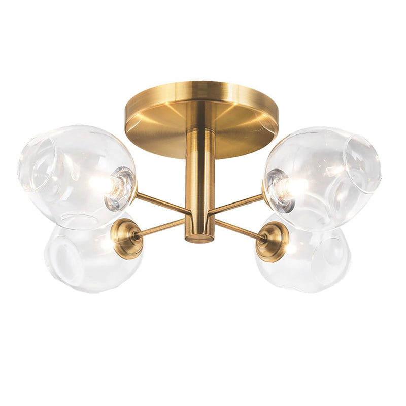 Dainolite Abii 20in 4-Light Semi-Flush Mount | Transitional Vintage Bronze and Clear Glass | Entryway & Hallway Light | Model ABI-204SF-VB-CLR
