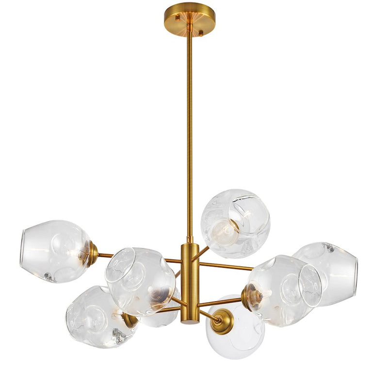 Dainolite Abii 26in 8-Light Pendant | Transitional Vintage Bronze and Clear Glass | Kitchen Island & Dining Room | Model ABI-268P-VB-SP-CLR
