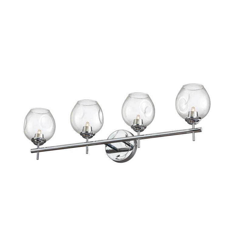 Dainolite Abii 26in 4-Light Vanity | Transitional Polished Chrome and Clear Glass | Bathroom Vanity Light | 26.1 x 4.5 x 9 in | Model ABI-284W-PC