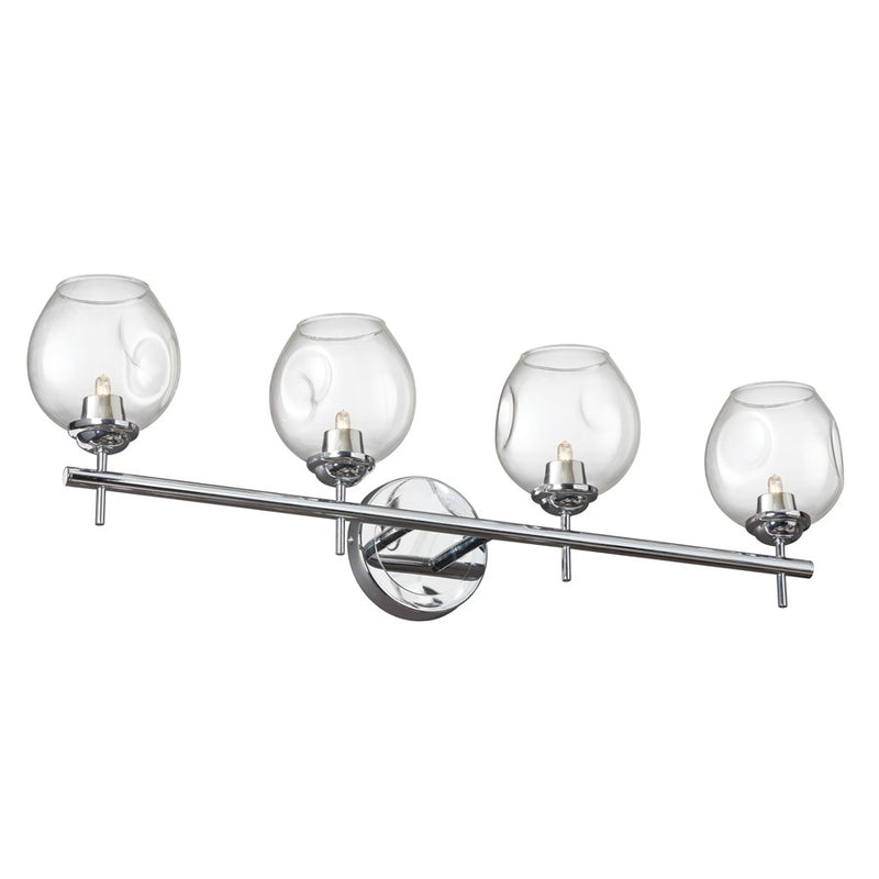 Dainolite Abii 26in 4-Light Vanity | Transitional Polished Chrome and Clear Glass | Bathroom Vanity Light | 26.1 x 4.5 x 9 in | Model ABI-284W-PC