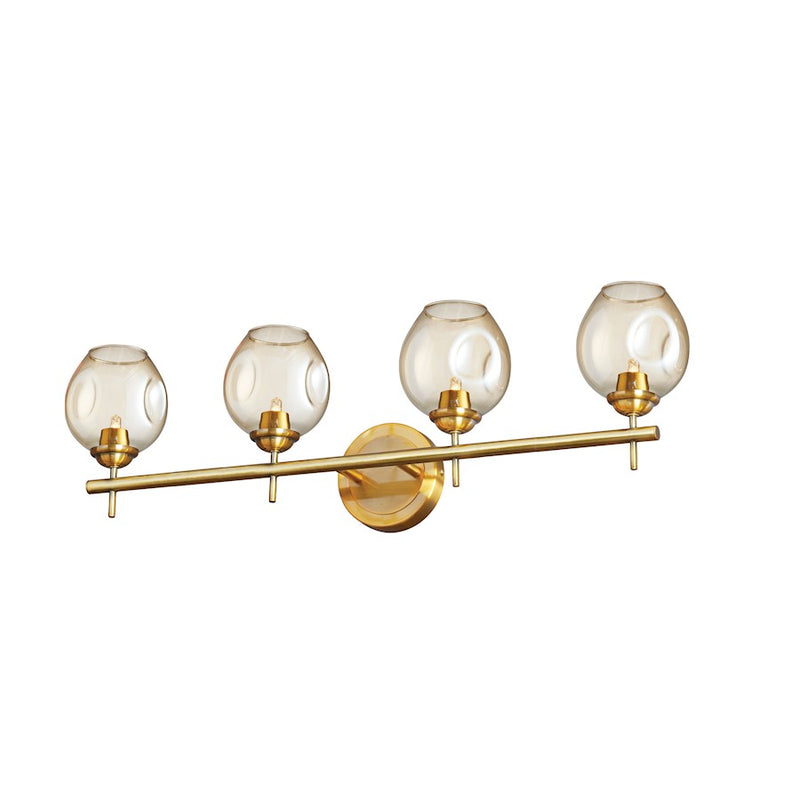 Dainolite Abii 26in 4-Light Vanity Light | Transitional Vintage Bronze and Champagne Glass | Bathroom Vanity | 26 x 4.5 x 9 in | Model ABI-284W-VB