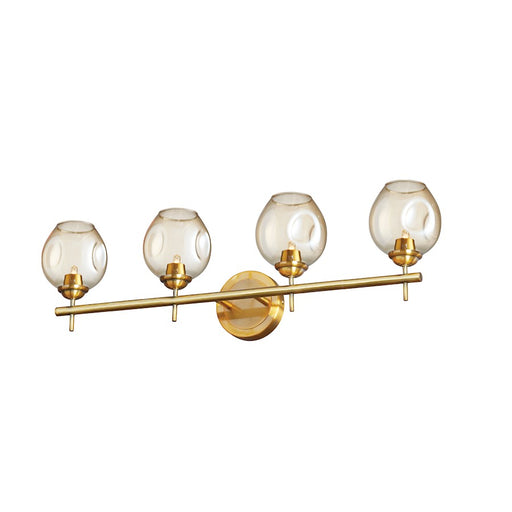 Dainolite Abii 26in 4-Light Vanity Light | Transitional Vintage Bronze and Champagne Glass | Bathroom Vanity | 26 x 4.5 x 9 in | Model ABI-284W-VB