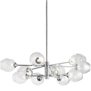 Dainolite Abii 33in 12-Light Pendant | Transitional Polished Chrome and Clear Glass | Kitchen Island & Dining Room | Model ABI-3312P-PC
