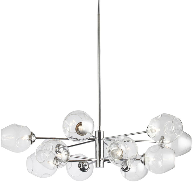Dainolite Abii 33in 12-Light Pendant | Transitional Polished Chrome and Clear Glass | Kitchen Island & Dining Room | Model ABI-3312P-PC