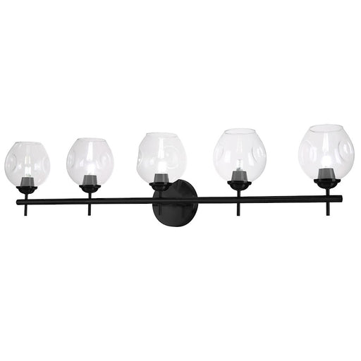 Dainolite Abii 38in 5-Light Vanity | Transitional Matte Black Metal and Clear Glass | Bathroom Vanity Light | 38 x 9 x 6 in | Model ABI-365W-MB-CLR