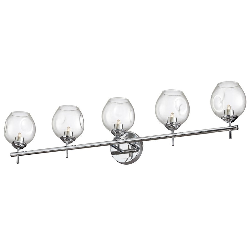 Dainolite Abii 34in 5-Light Vanity Light | Transitional Polished Chrome and Clear Glass | Bathroom Vanity | 34.1 x 4.5 x 9 in | Model ABI-365W-PC