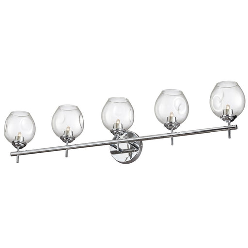 Dainolite Abii 34in 5-Light Vanity Light | Transitional Polished Chrome and Clear Glass | Bathroom Vanity | 34.1 x 4.5 x 9 in | Model ABI-365W-PC