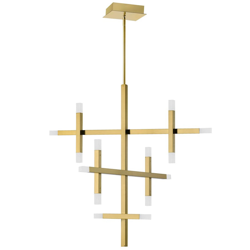 Dainolite Acasia 36in 14-Light Chandelier | Contemporary Aged Brass and White Frosted Acrylic | Dining Room & Foyer | Model ACS-3656C-AGB-FR