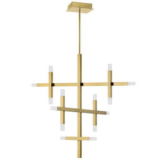 Dainolite Acasia 36in 14-Light Chandelier | Contemporary Aged Brass and White Frosted Acrylic | Dining Room & Foyer | Model ACS-3656C-AGB-FR