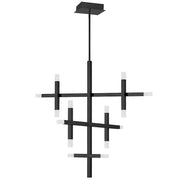 Dainolite Acasia 36in 14-Light Chandelier | Contemporary Matte Black and White Frosted Acrylic | Dining Room & Foyer | Model ACS-3656C-MB-FR