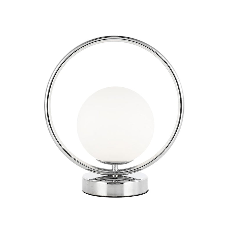 Dainolite Adrienna 1-Light Table Lamp | Modern Polished Chrome and White Glass | Bedroom & Office Desk | 10 x 6 x 11 in | Model ADR-101T-PC